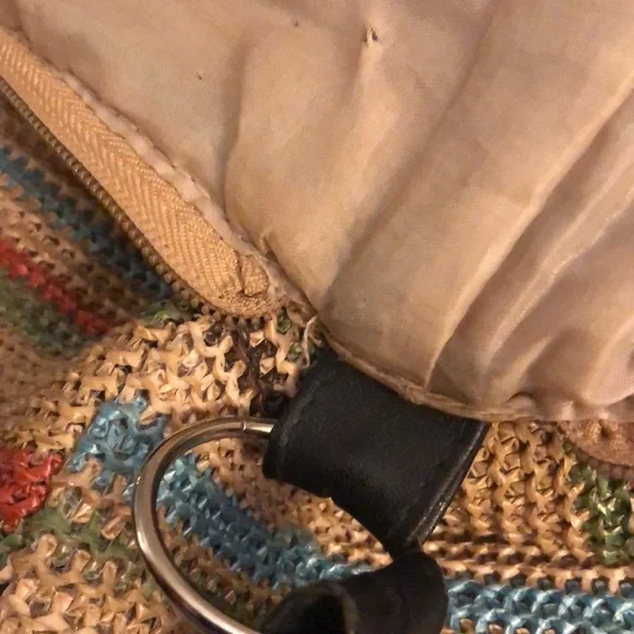 Wicker bag shoulder - multicoloured stripes - lined - Picture 6 of 6